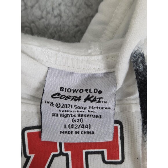 Cobra Kai Graphic Hoodie Mens L White Black Tie Dye Pullover MMA Karate Kid - Picture 4 of 6